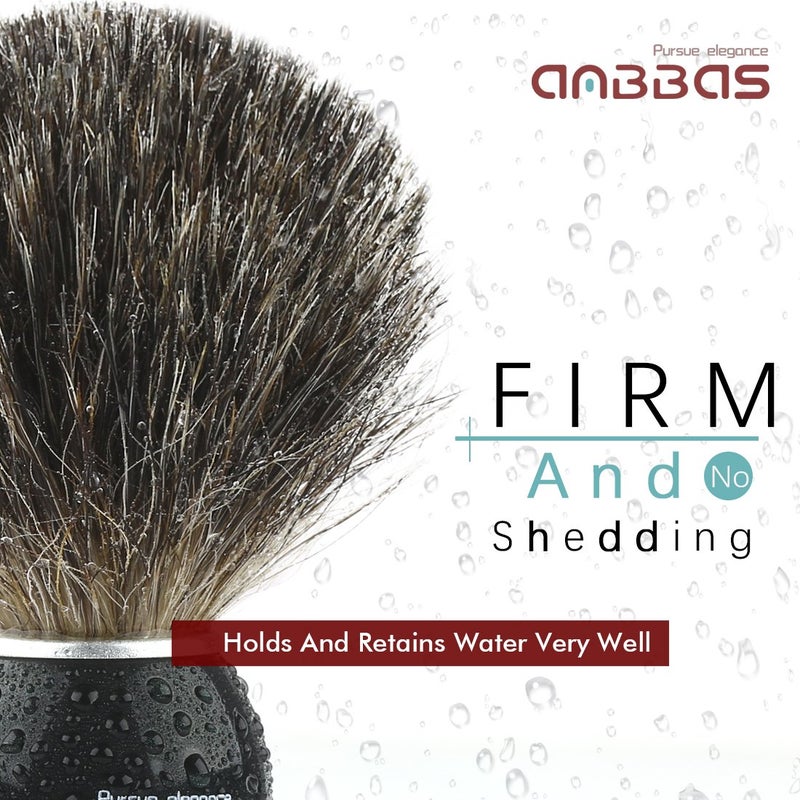 Anbbas Pure Badger Bristles Shaving Brush Black Wood Handle and Refill Soap Bar 100g,Stainless Steel Shaving Stand and Soap Cup Kit Perfect for Men - Image 3