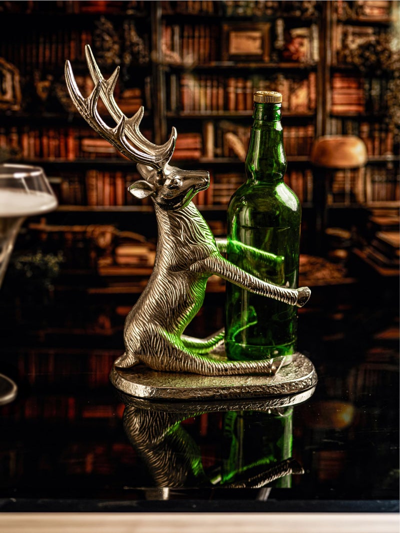 Trovea's Buck Aluminium Handmade Bottle Holder | Designer Bar Accessory for Home | Decorative Bottle Stand - Image 1