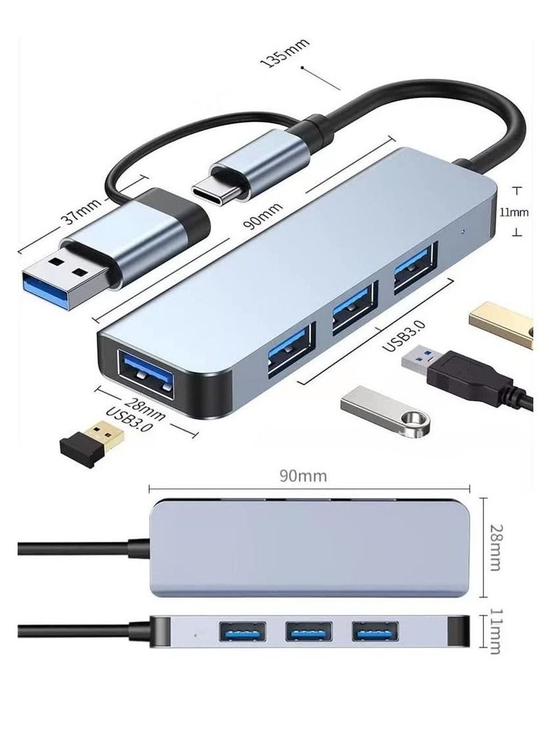 هب يو اس بي 3.0 بأربعة منافذ ومنفذ يو اس بي سي لتقسيم اليو اس بي 3.0 وتوسيعه لأجهزة MacBook وMac Pro/Mini وiMac وPs4/5 وSurface Pro وFlash Drive وSamsung HDD والفأرة.