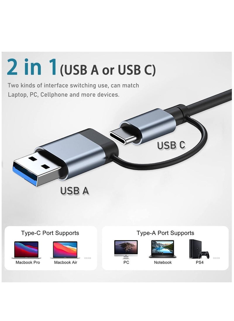 هب يو اس بي 3.0 بأربعة منافذ ومنفذ يو اس بي سي لتقسيم اليو اس بي 3.0 وتوسيعه لأجهزة MacBook وMac Pro/Mini وiMac وPs4/5 وSurface Pro وFlash Drive وSamsung HDD والفأرة.
