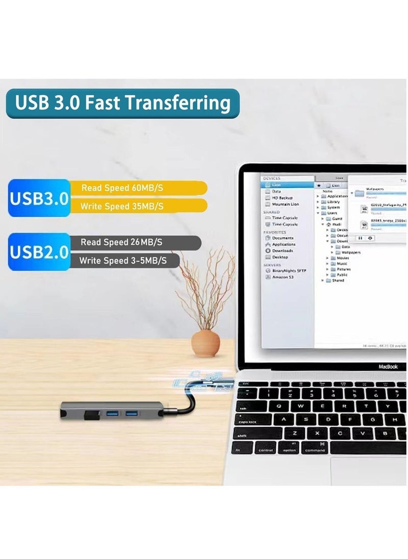 هب يو اس بي 3.0 بأربعة منافذ ومنفذ يو اس بي سي لتقسيم اليو اس بي 3.0 وتوسيعه لأجهزة MacBook وMac Pro/Mini وiMac وPs4/5 وSurface Pro وFlash Drive وSamsung HDD والفأرة.