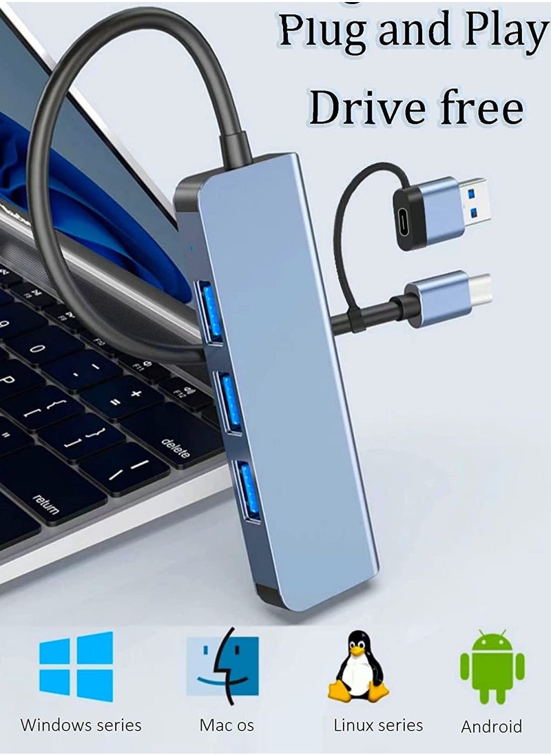 هب يو اس بي 3.0 بأربعة منافذ ومنفذ يو اس بي سي لتقسيم اليو اس بي 3.0 وتوسيعه لأجهزة MacBook وMac Pro/Mini وiMac وPs4/5 وSurface Pro وFlash Drive وSamsung HDD والفأرة.