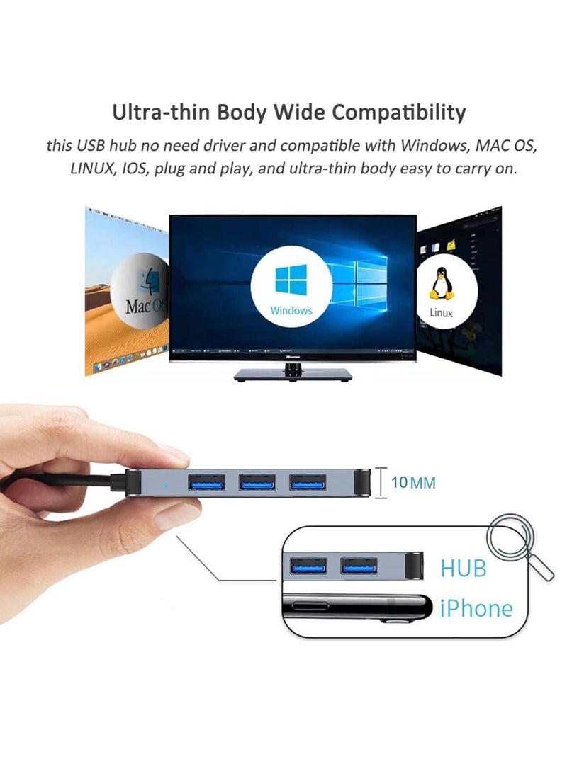 هب يو اس بي 3.0 بأربعة منافذ ومنفذ يو اس بي سي لتقسيم اليو اس بي 3.0 وتوسيعه لأجهزة MacBook وMac Pro/Mini وiMac وPs4/5 وSurface Pro وFlash Drive وSamsung HDD والفأرة.