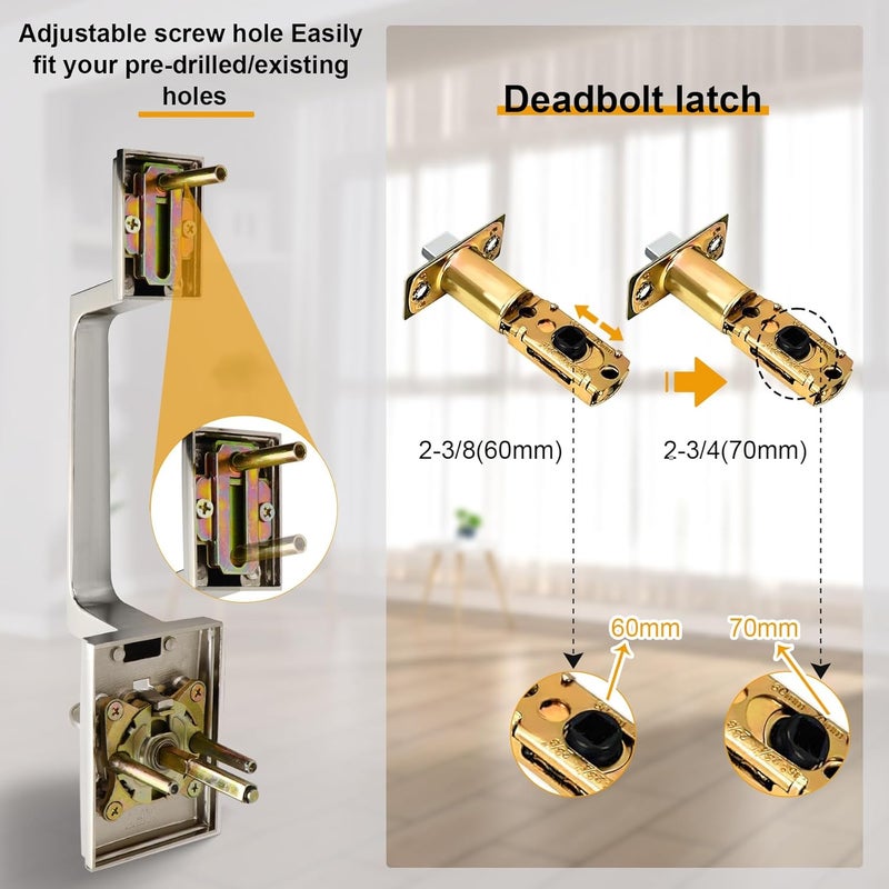 Azdele Front Door Handle Silver Set, Entry Satin Nickel Door Handle with for Right and Left Handed Doors, Single Cylinder Exterior Door Handle Set with Lower Half Lever, Satin Nickel - Image 4