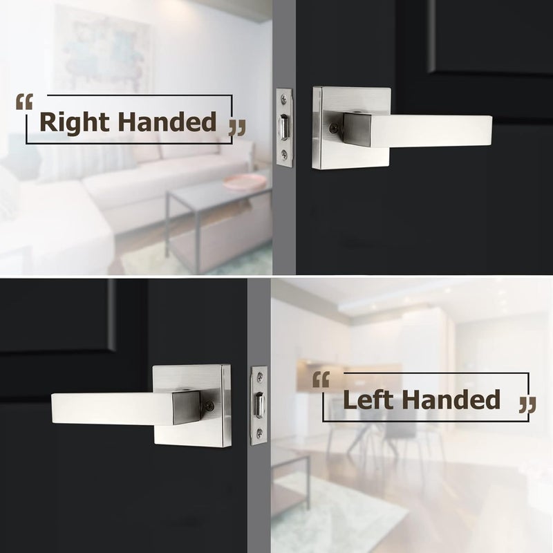 Azdele Front Door Handle Silver Set, Entry Satin Nickel Door Handle with for Right and Left Handed Doors, Single Cylinder Exterior Door Handle Set with Lower Half Lever, Satin Nickel - Image 5