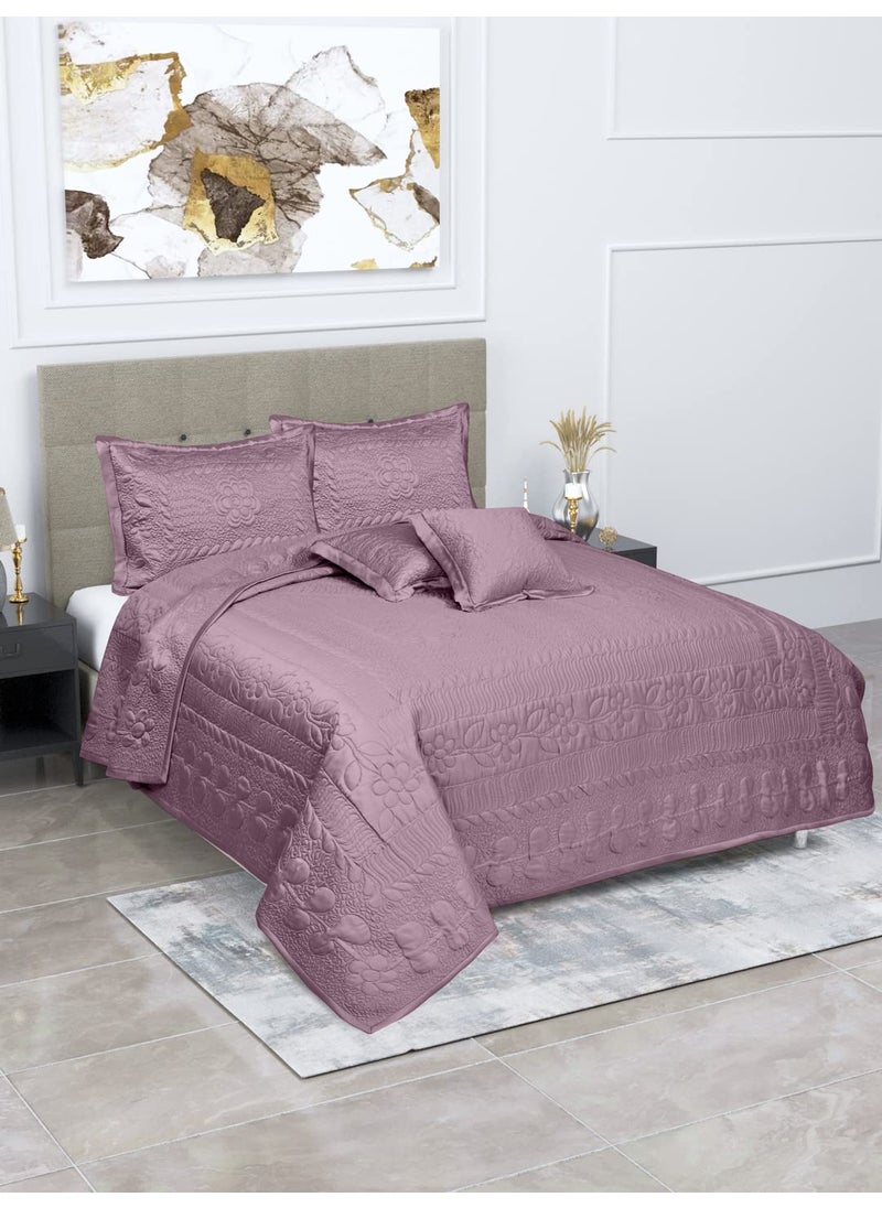 LINENWALAS LINENWALAS 100% Vegan Bamboo Silk Bed Cover with 2 Cushion Cover and 2 Pillow Cover - Natural Soft and Best for Delicate Skin 96x106 Lilac  - Image 1