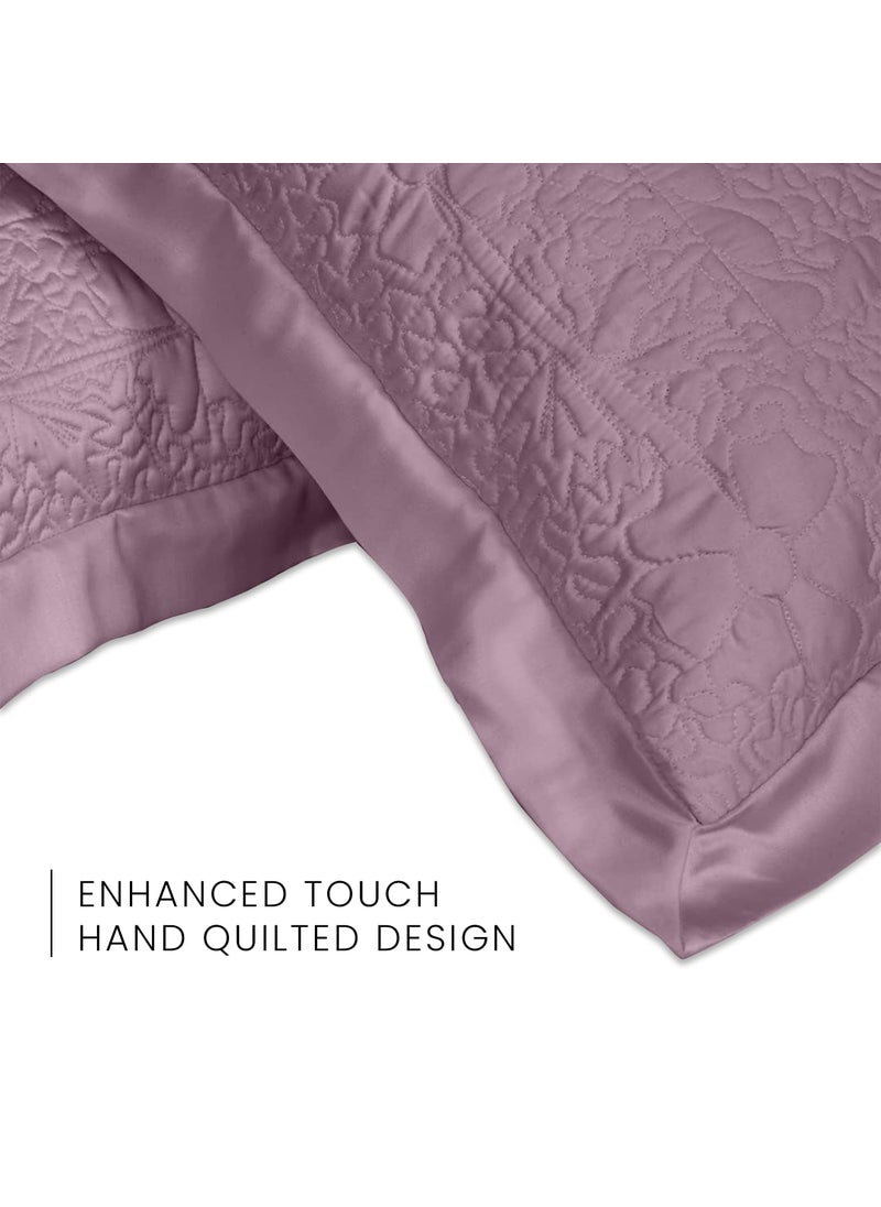 LINENWALAS LINENWALAS 100% Vegan Bamboo Silk Bed Cover with 2 Cushion Cover and 2 Pillow Cover - Natural Soft and Best for Delicate Skin 96x106 Lilac  - Image 5