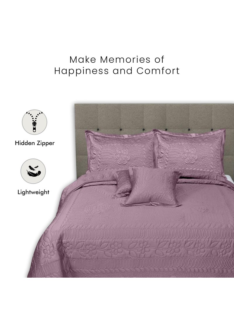 LINENWALAS LINENWALAS 100% Vegan Bamboo Silk Bed Cover with 2 Cushion Cover and 2 Pillow Cover - Natural Soft and Best for Delicate Skin 96x106 Lilac  - Image 4
