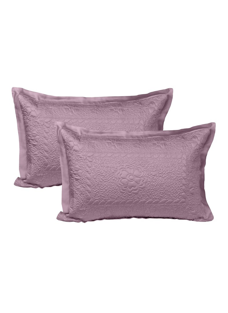 LINENWALAS LINENWALAS 100% Vegan Bamboo Silk Bed Cover with 2 Cushion Cover and 2 Pillow Cover - Natural Soft and Best for Delicate Skin 96x106 Lilac  - Image 3