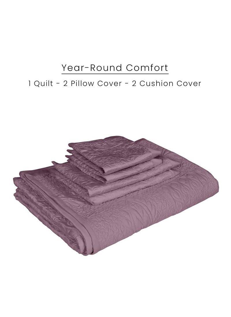 LINENWALAS LINENWALAS 100% Vegan Bamboo Silk Bed Cover with 2 Cushion Cover and 2 Pillow Cover - Natural Soft and Best for Delicate Skin 96x106 Lilac  - Image 2