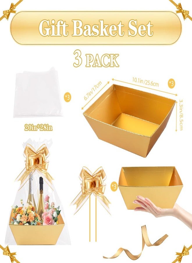 Orchidleaf Basket for Gifts Empty Gold Empty for Basket Empty to Fill Gifts Bulk DIY Empty Gift Suitable for Mother's Day Christmas Wedding Birthday Party (3 - Image 2
