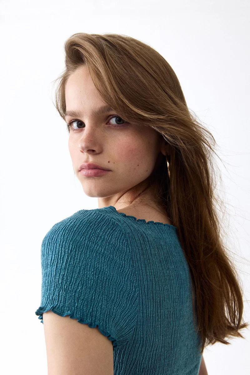 H&M Crinkled boat-neck top