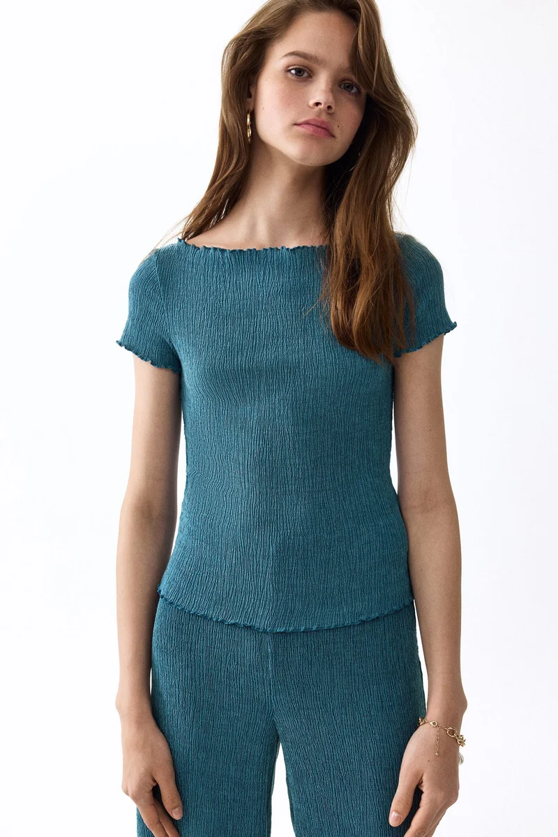 H&M Crinkled boat-neck top