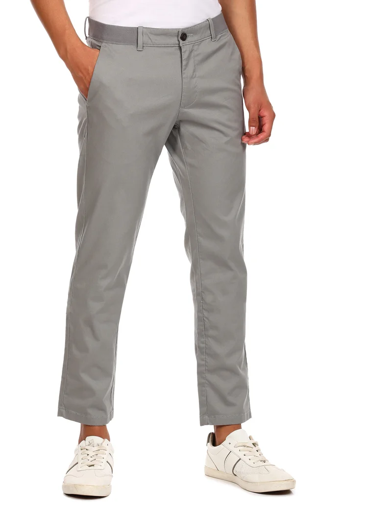 Mid Rise Solid Casual Trousers