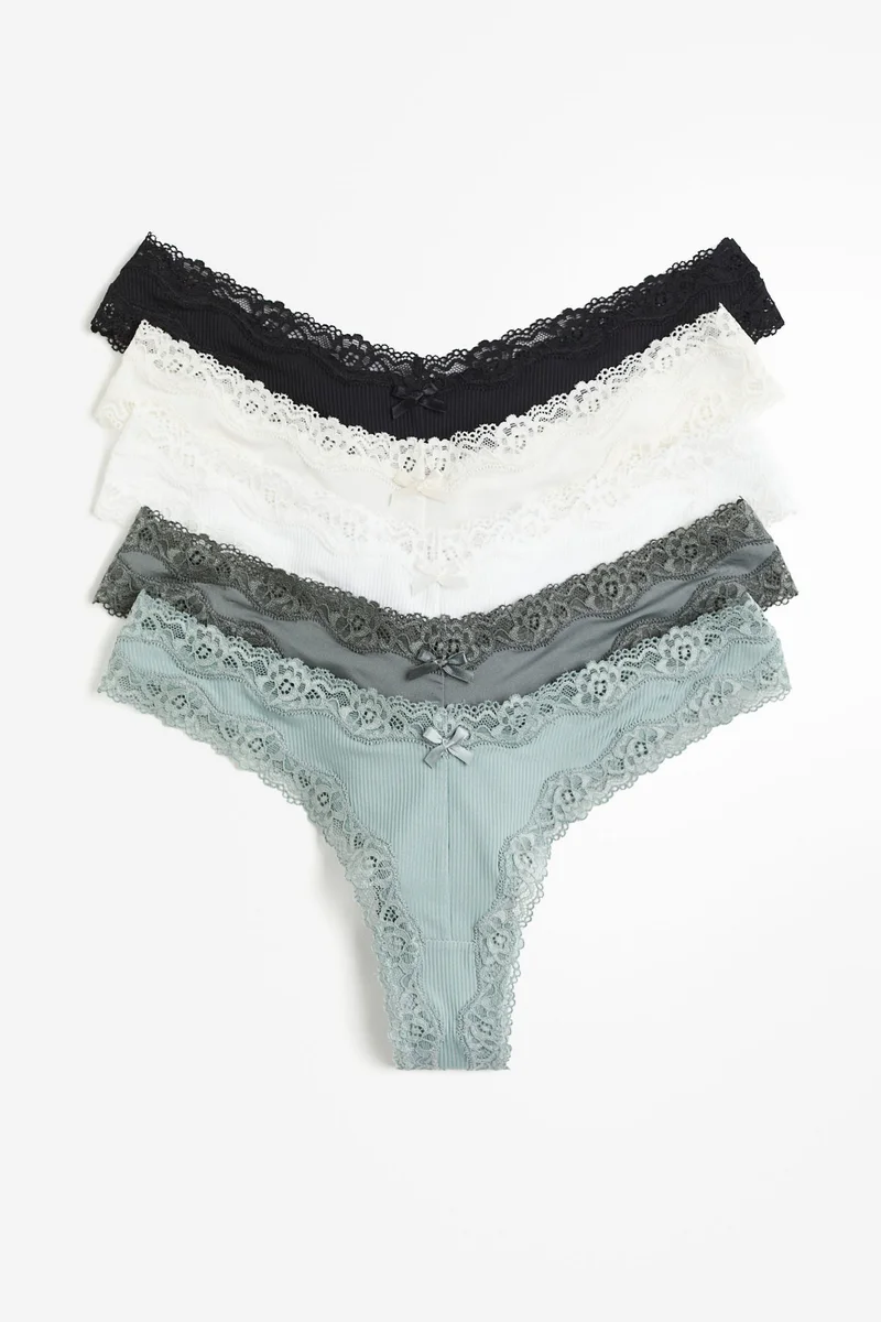 اتش اند ام سروال داخلي بتصميم برازيلي- عبوة من 5 قطع