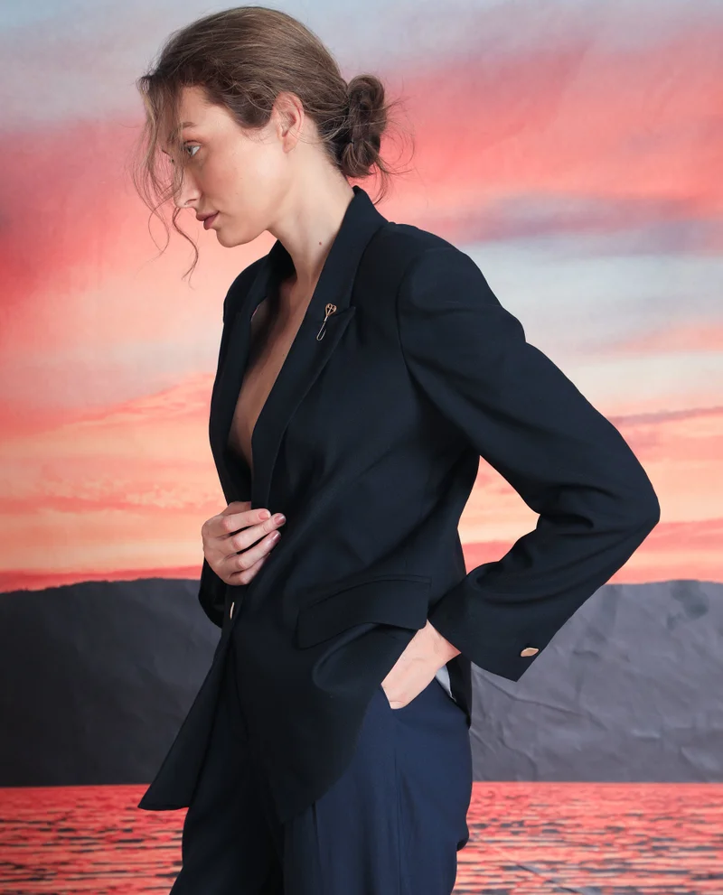 Rareism Women's Sophisticated Lapel Collar Blazer