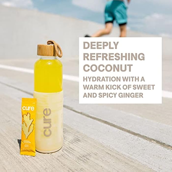 Cure Hydration | Plant-Based Electrolyte Drink Mix | No Added Sugar | FSA-HSA | Dehydration Relief Powder Made with Coconut Water | Non-GMO | Vegan | Pouch of 14 Packets - Ginger Turmeric - Image 4