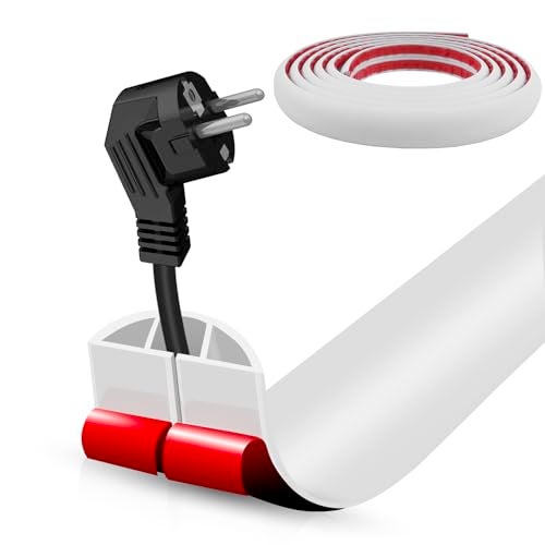 DBHXXMB-HH Floor Cord Cover Self Adhesive Cord Hider,10FT Cable Management, Extension Strip Protector for Wires, Prevent Cable Trips for Offices, Gyms, Exhibitions Cavity:0.39"(W) x 0.27"(H) White - Image 1