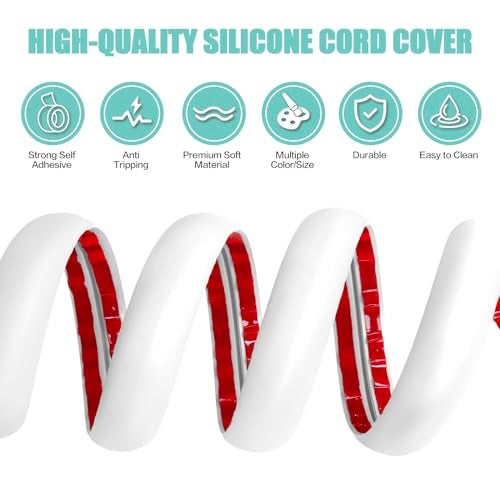 DBHXXMB-HH Floor Cord Cover Self Adhesive Cord Hider,10FT Cable Management, Extension Strip Protector for Wires, Prevent Cable Trips for Offices, Gyms, Exhibitions Cavity:0.39"(W) x 0.27"(H) White - Image 3