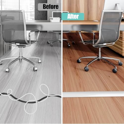 DBHXXMB-HH Floor Cord Cover Self Adhesive Cord Hider,10FT Cable Management, Extension Strip Protector for Wires, Prevent Cable Trips for Offices, Gyms, Exhibitions Cavity:0.39"(W) x 0.27"(H) White - Image 5