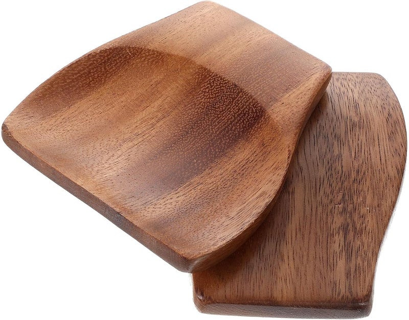 Wooden Spoon Rest and Kitchen Scoop Holder 2pcs Set, Compact Wood Scoop Tray for Stove Top and Counter, Soup Spoon Rest for Cooking Utensils in Home Kitchen - Image 1