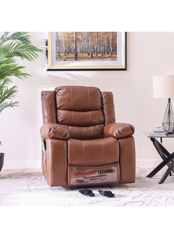 DANUBE HOME Mina 1 Seater Manual Air Leather Recliner With Cupholder and Pocket Modern Design One Seat Relaxing Chair Living Room Furniture 97x84x103cm - Image 1