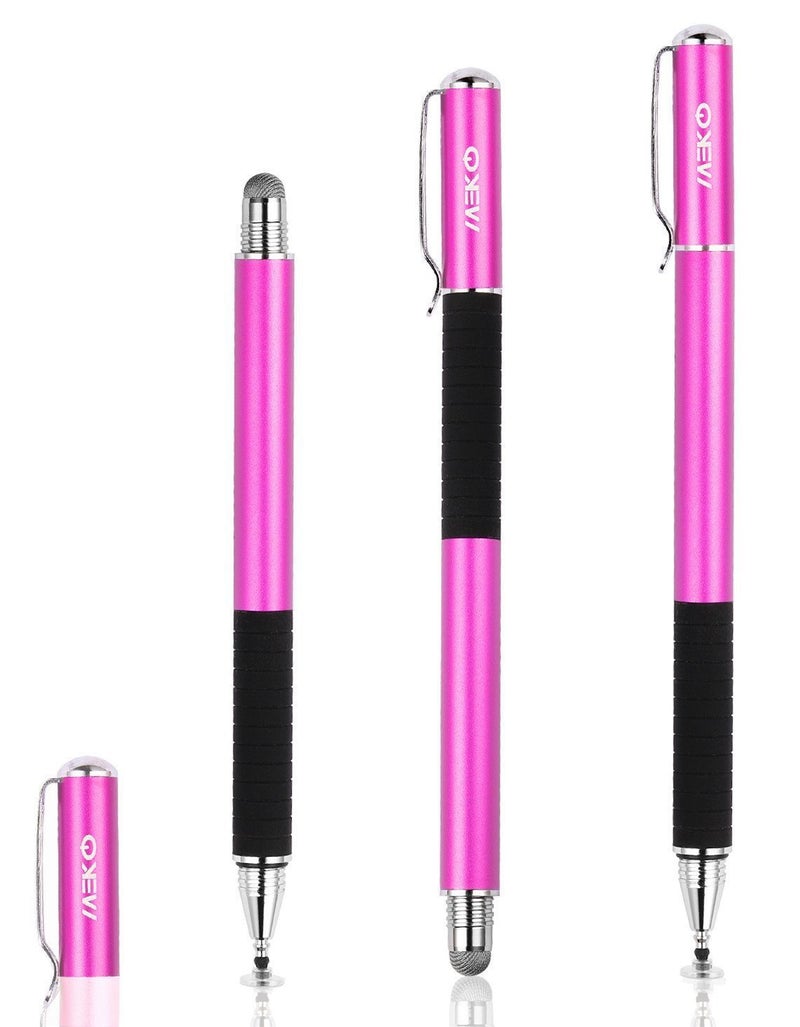 MEKO(2 Pcs)[2 in 1 Precision Series] Disc Stylus/Styli for All Touch Screen Devices Bundle with 4 Replaceable Disc Tips, 2 Replaceable Fiber Tips - (Black/Pink) - Image 3
