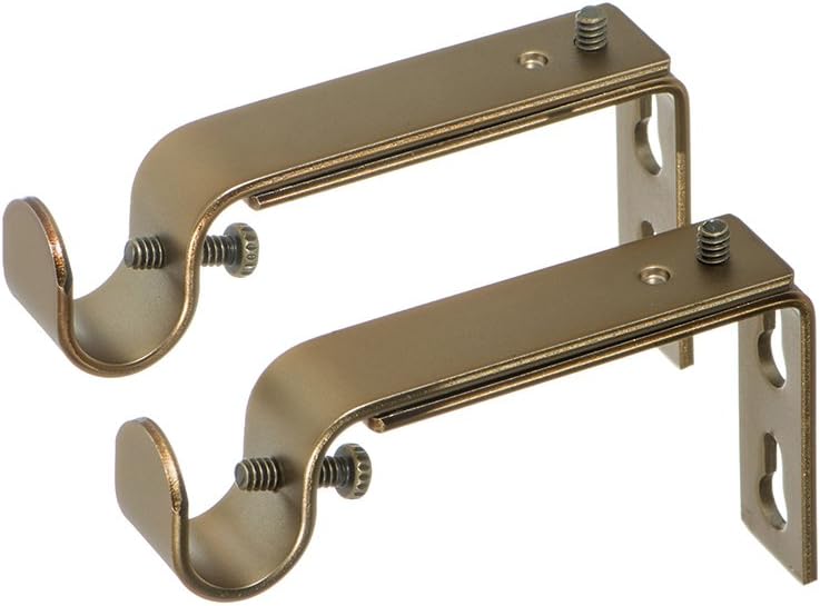 Ivilon Adjustable Brackets for Curtain Rods - for 1/2 or 5/8 Inch Rods. Set of 2 - Warm Gold - Image 1