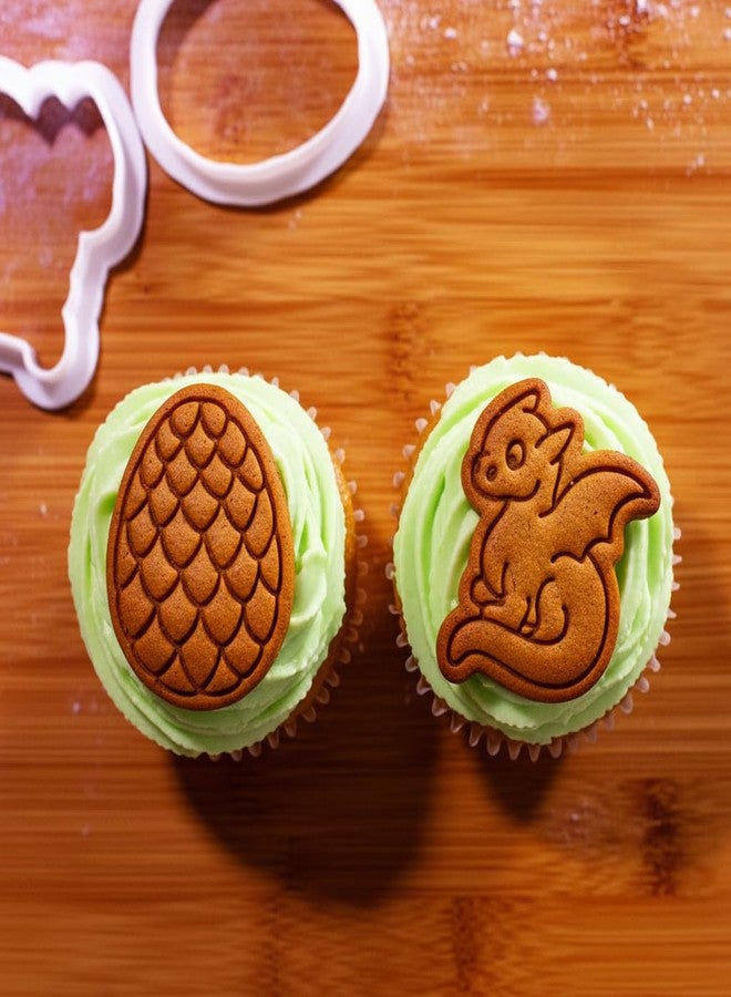 BAKERLOGY Mini Baby Dragon and Dragon Egg Cookie Cutter and Stamp Set (2") - Fantasy-Themed Embosser for Nursery Cookies, Fondant Tool for Mythical Birthday Cupcakes and Baby Shower Cakes - Image 3