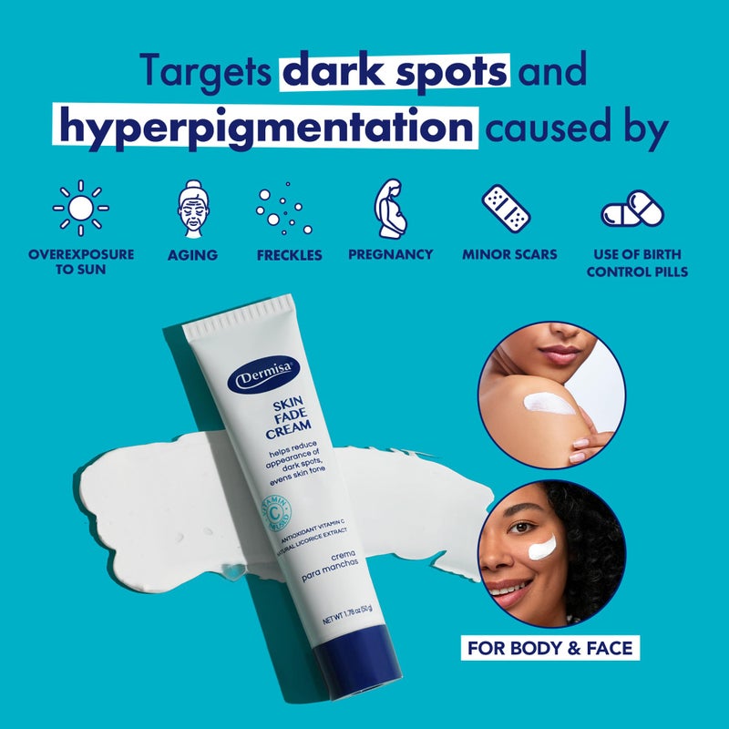 Dermisa Skin Fade Cream with Vitamin C | Helps Reduce Dark Spots and Age Spots | All Skin Types | 1.78 OZ | Pack of 1 - Image 2