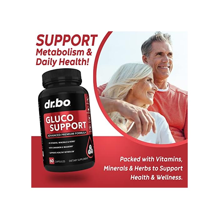 dr.bo Gluco Support Supplement Capsules - Boost Metabolism Supplements, Vitamin Herbal Formula Pill - Ultra Balance Optimizer Vitamins, Chromium, Cinnamon, Bitter Melon Leaf, Gymnema, Vanadium - 60 Pills - Image 4