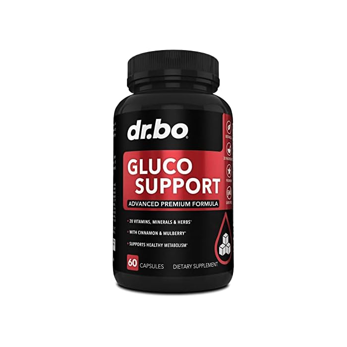 dr.bo Gluco Support Supplement Capsules - Boost Metabolism Supplements, Vitamin Herbal Formula Pill - Ultra Balance Optimizer Vitamins, Chromium, Cinnamon, Bitter Melon Leaf, Gymnema, Vanadium - 60 Pills - Image 1