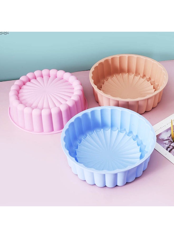 3 حزم ناعمة السيليكون جولة كعكة القوالب 8 بوصة غير اللاصقة قابلة لإعادة الاستخدام شارلوت كعكة وعاء للكعكة الخبز فطائر جيلو براوني DIY الخبز أداة الملحقات - Image 2
