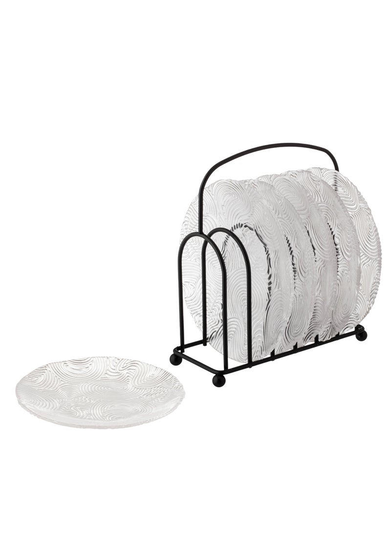 Dania A set of glass dessert plates with a metal stand, 6 pieces The plate size is 15 cm  - Image 2