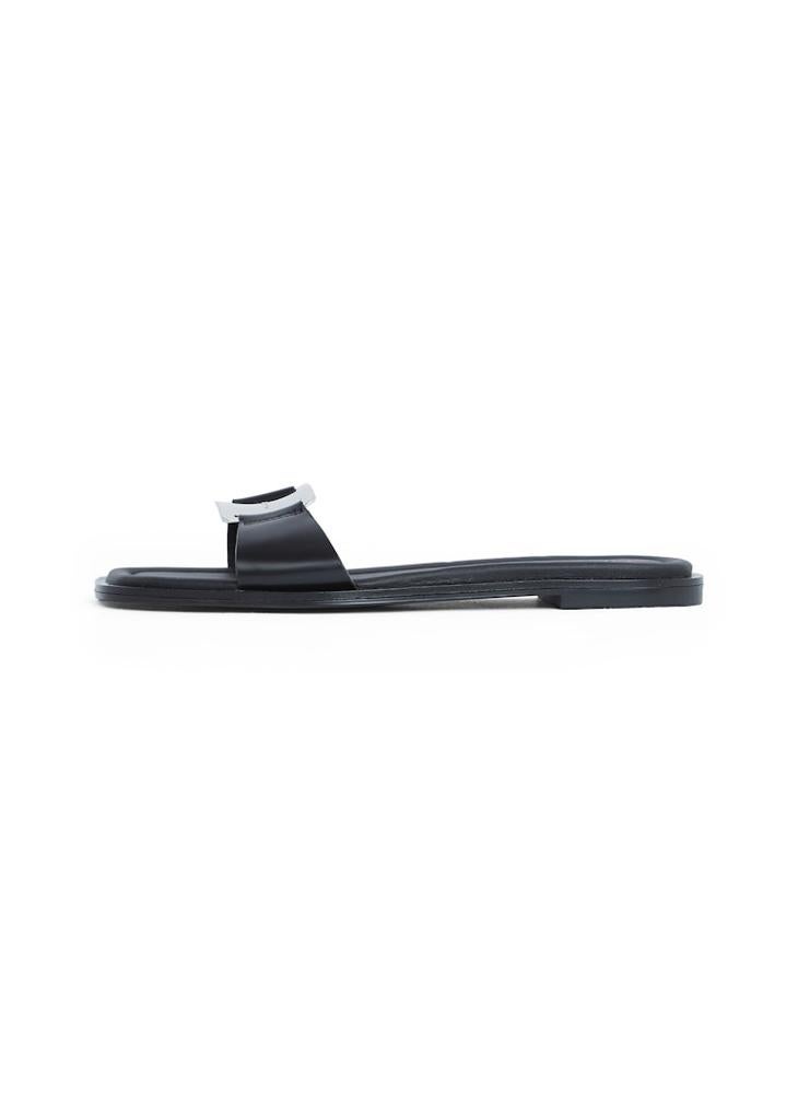 CALVIN KLEIN - LEATHER SANDALS WITH LOGO HARDWARE - Image 1