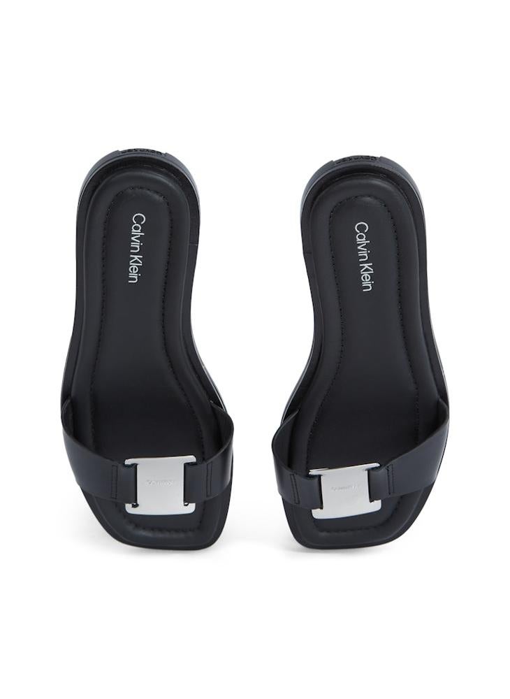 CALVIN KLEIN - LEATHER SANDALS WITH LOGO HARDWARE - Image 1