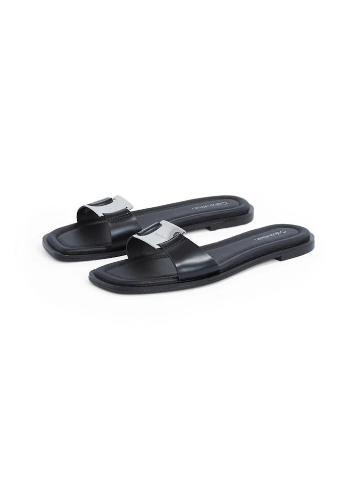 كالفن كلاين LEATHER SANDALS WITH LOGO HARDWARE