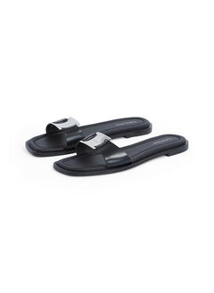 CALVIN KLEIN LEATHER SANDALS WITH LOGO HARDWARE  - Image 4