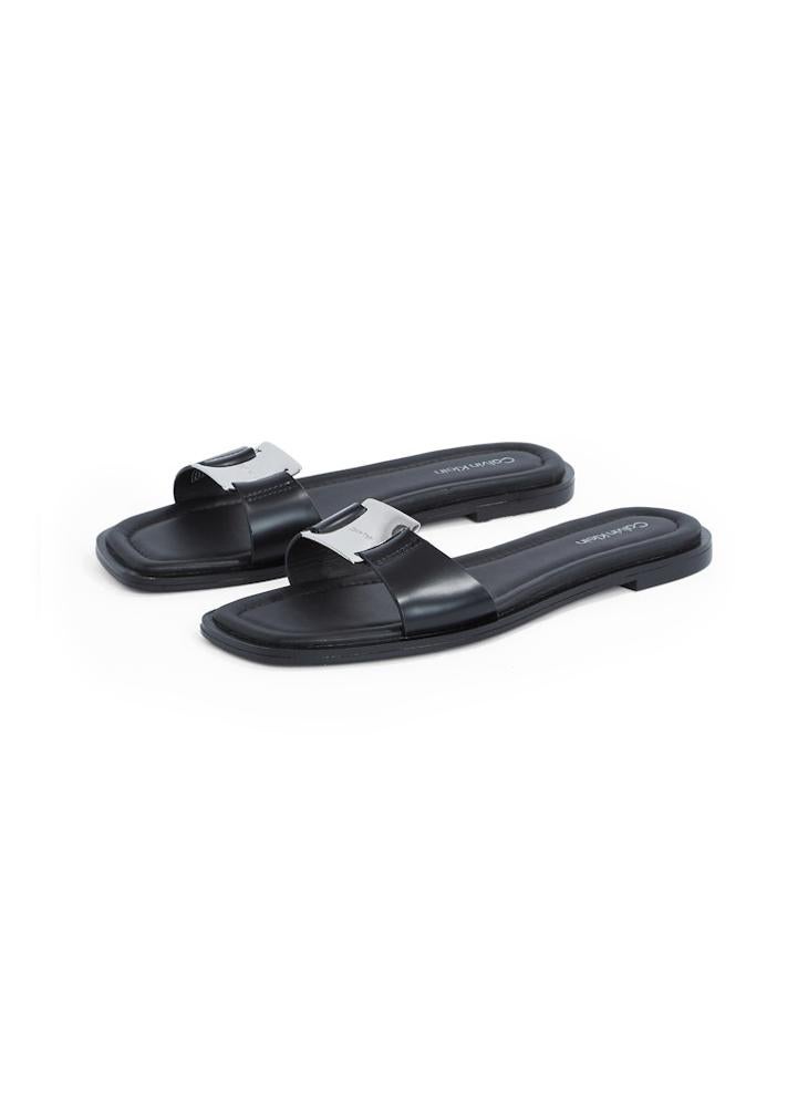 CALVIN KLEIN - LEATHER SANDALS WITH LOGO HARDWARE - Image 1