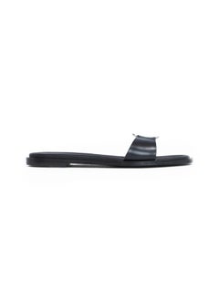 CALVIN KLEIN LEATHER SANDALS WITH LOGO HARDWARE  - Image 1