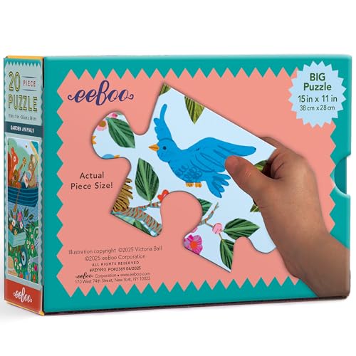 eeBoo 20 Piece Jigsaw Puzzle Garden Animals Childrens Puzzle Nature Animals Themed Large Pieces for Small Hands to Develop Motor Skills - Image 5