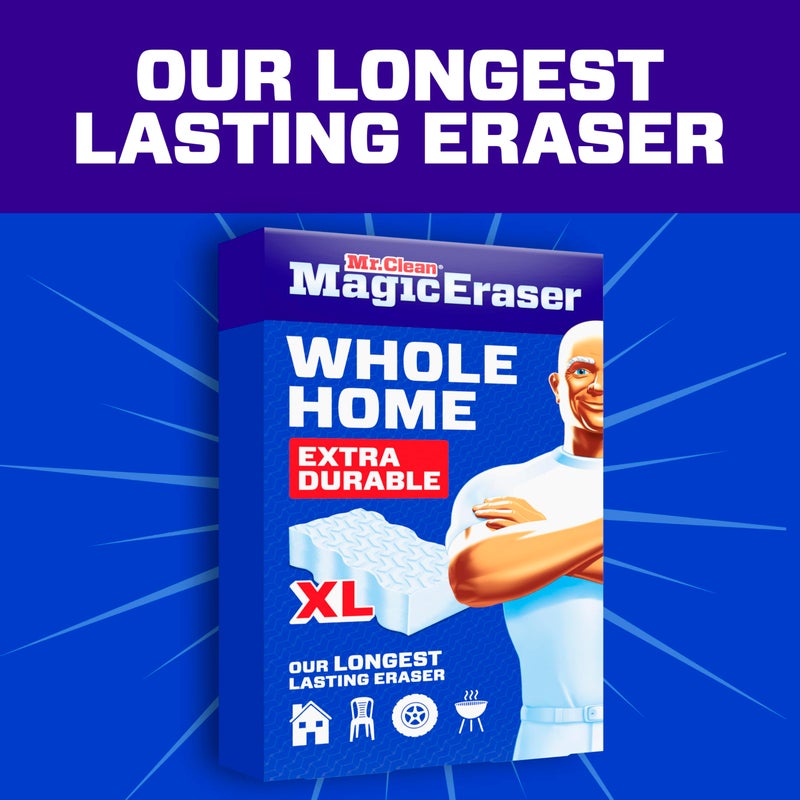 Mr Clean Mr. Clean Magic Eraser Sponge, All Purpose Cleaner, Long Lasting Cleaning Scrubber, Wall, Sneaker, Oven, Kitchen, Bathroom Cleaner, Shower Cleaning Supplies, Whole Home Extra Durable XL, 6ct - Image 2