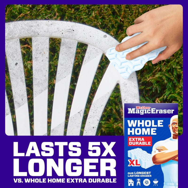 Mr Clean Mr. Clean Magic Eraser Sponge, All Purpose Cleaner, Long Lasting Cleaning Scrubber, Wall, Sneaker, Oven, Kitchen, Bathroom Cleaner, Shower Cleaning Supplies, Whole Home Extra Durable XL, 6ct - Image 5