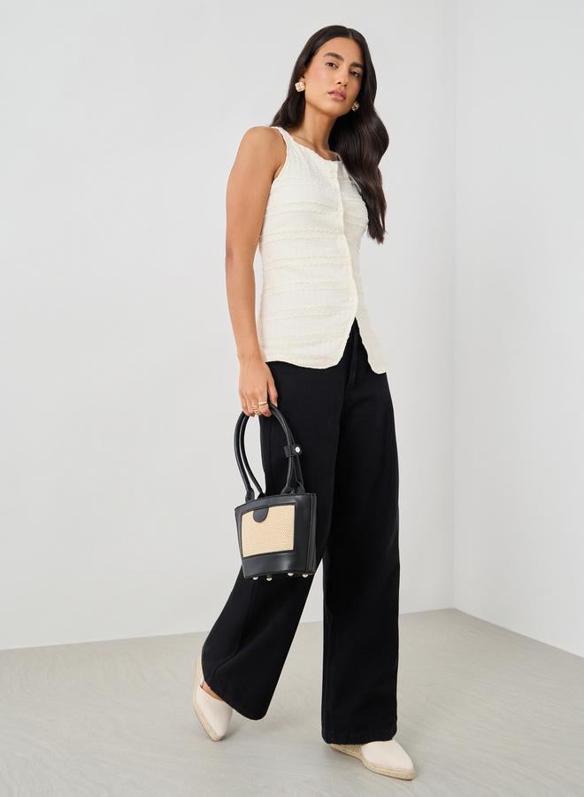 Styli Styli Textured Square Neck Button Front Waistcoat  - Image 2