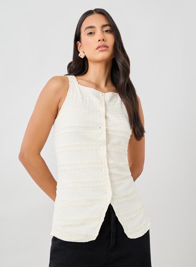 Styli Styli Textured Square Neck Button Front Waistcoat  - Image 1