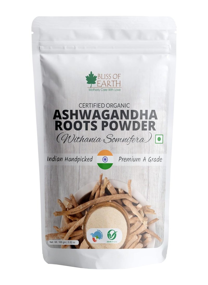 BLISS OF EARTH Bliss of Earth 100gm Ashwagandha Powder Organic Withania Somnifera Premium Grade Help Boost Immunity 