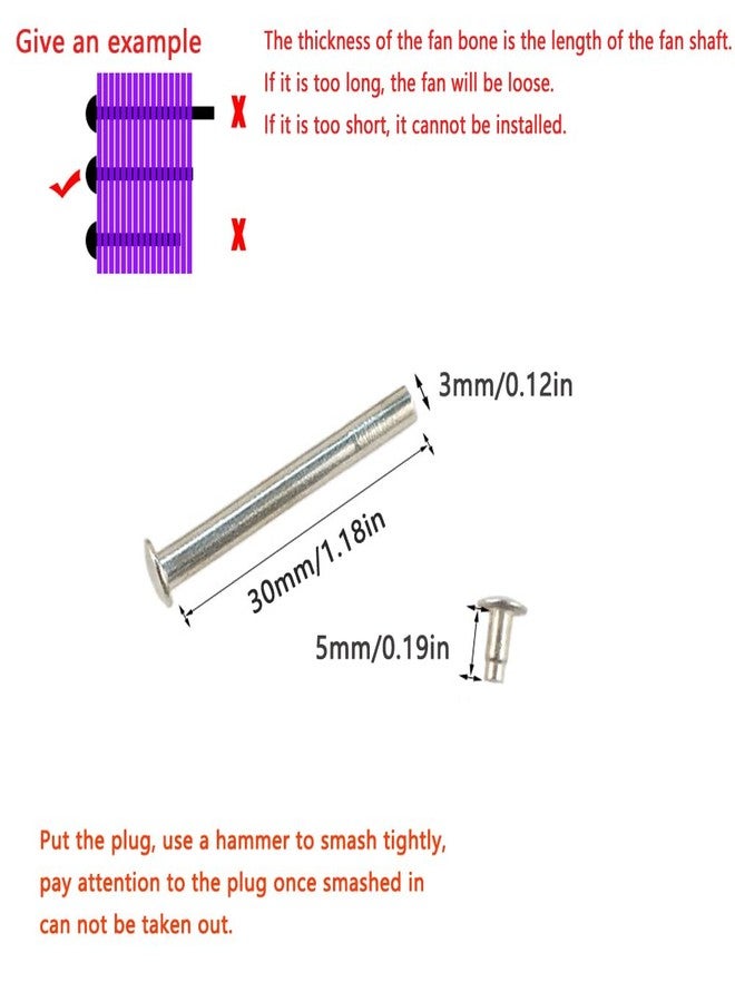 UtySty 8 Pack Folding Hand Fan Axle Rivet Nail and Nut Repair Kit 30mm/1.18inch Handheld Fans Solid Shaft Replacement Fastener for DIY Handmade Bamboo Paper Dried Flower Fan Accessories (30mm/1.18in) - Image 2