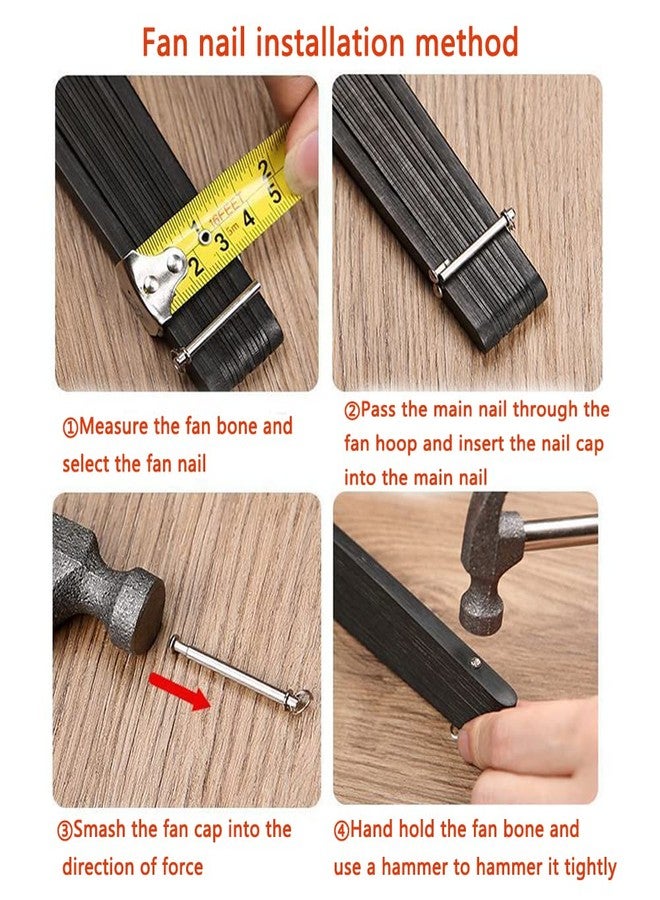 UtySty 8 Pack Folding Hand Fan Axle Rivet Nail and Nut Repair Kit 30mm/1.18inch Handheld Fans Solid Shaft Replacement Fastener for DIY Handmade Bamboo Paper Dried Flower Fan Accessories (30mm/1.18in) - Image 5