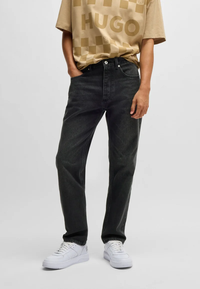 HUGO Regular-fit jeans in dark-grey denim