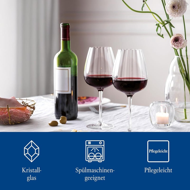 Villeroy & Boch طقم كؤوس نبيذ أحمر من فيليروي وبوش حديقة الورد 4 قطع 675 أونصة زجاج كريستال شفاف - Image 2